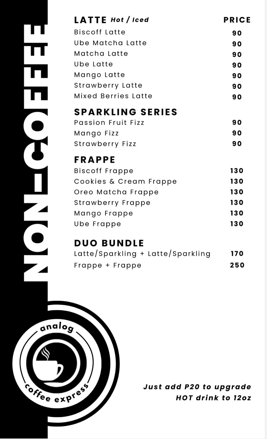 Analog Coffee Express menu 2