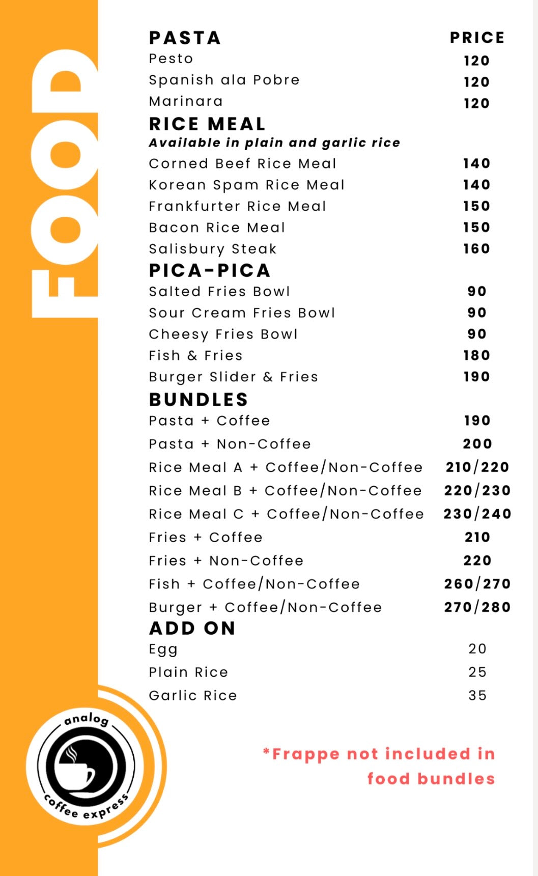 Analog Coffee Express menu 3