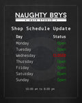 NB Shop schedule
