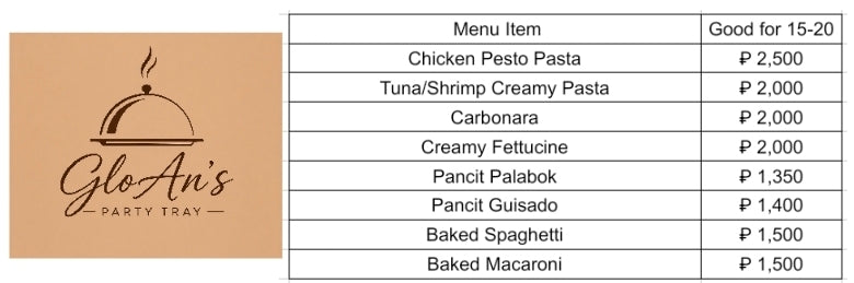 GloAn Pasta and Noodles Menu