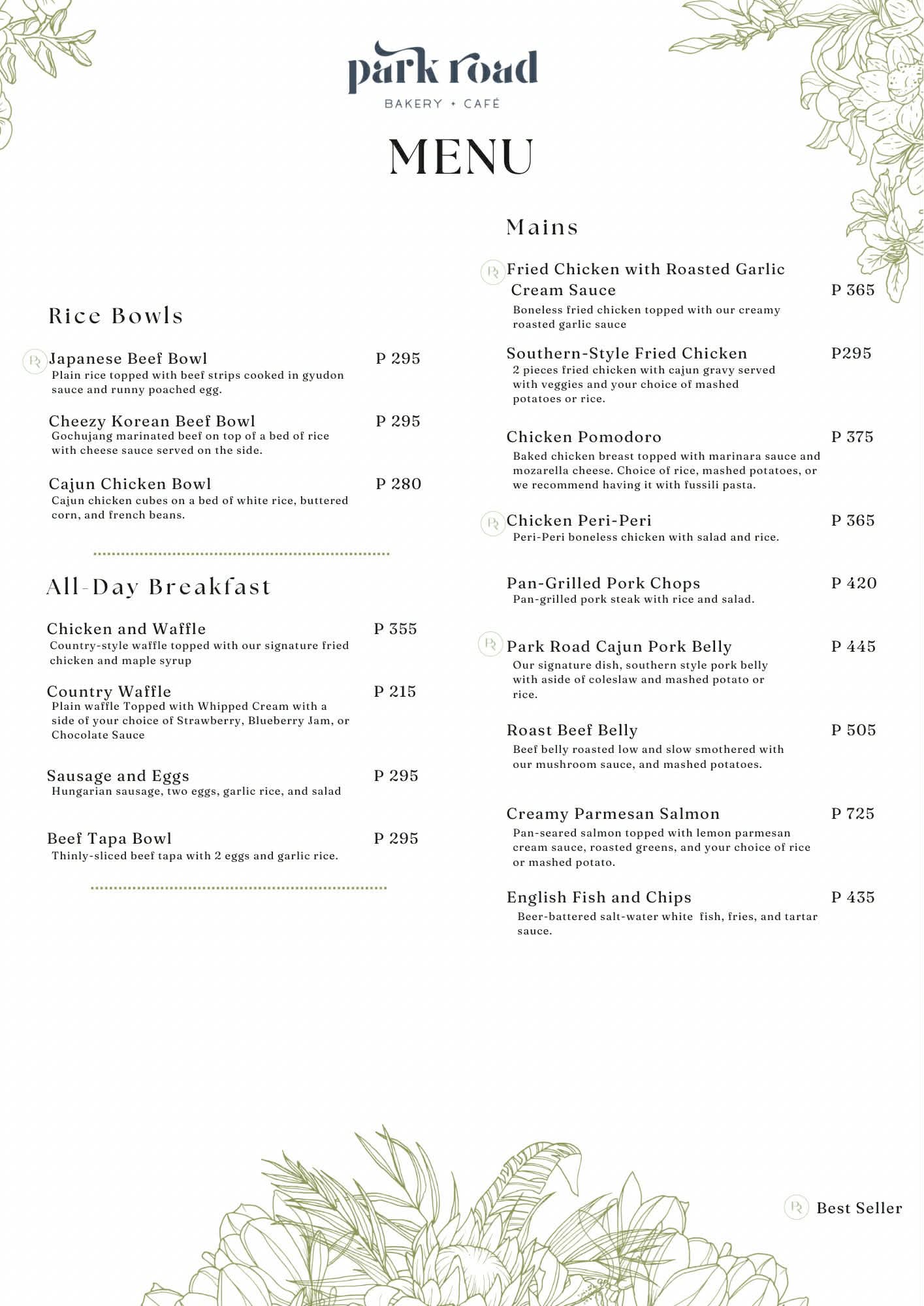 Park Road Menu - Food 2
