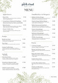 Park Road Menu - Food 1