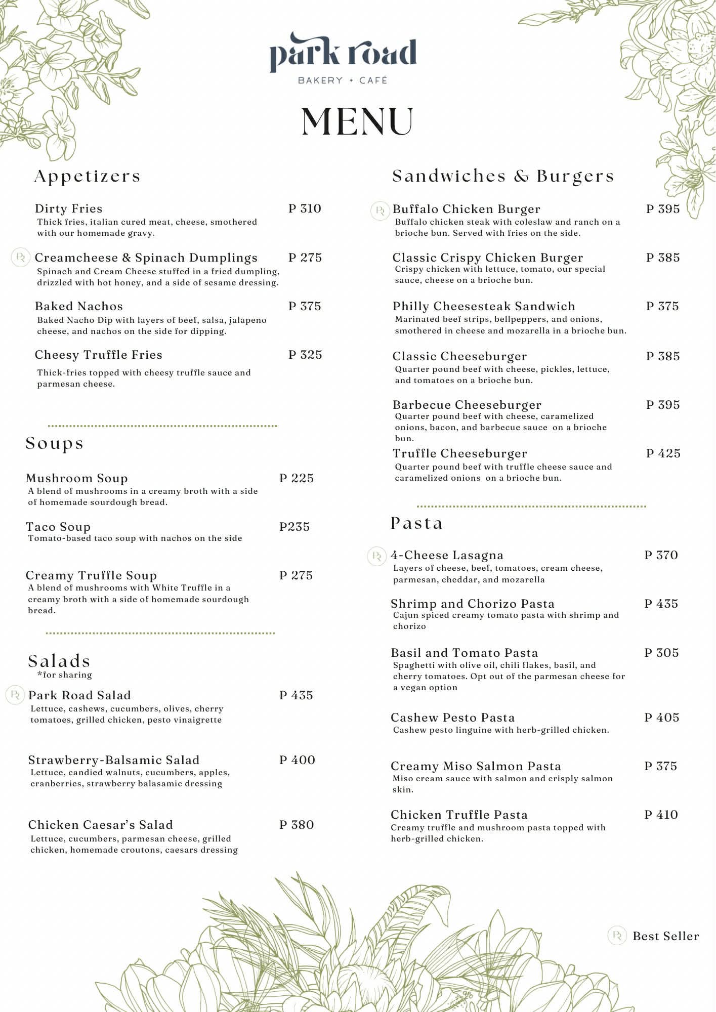 Park Road Menu - Food 1